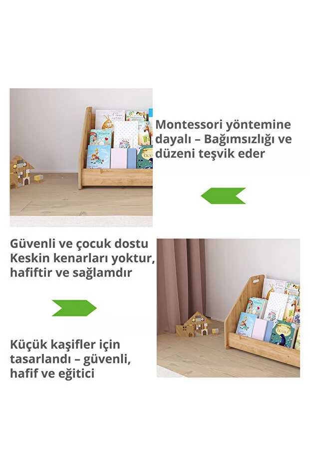 Montessori Ahşap Yer Kitaplığı